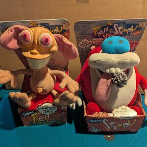 VTG Ren and Stimpy 12" Talking Collectible Plush New in Boxes Mattel Toys-Works!